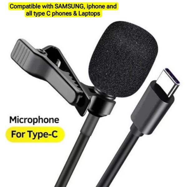 Mxiii Android Tv Box Lavalier Type-C Microphone Omni Directional Condenser Lapel Tie Clip Mobile Pin Microphone mic For Android Phone And Iphone Video Recording (TypeCmic)