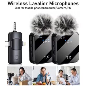 F11-2 Dual Noise Cancelling Wireless Microphone With 3 in 1 Receiver For iPhone,Type C and Camera