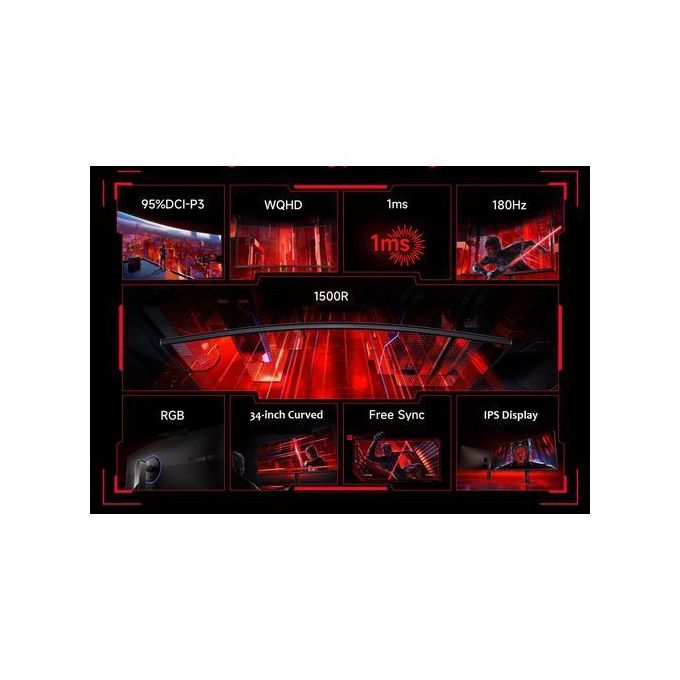 XIAOMI Redmi 34 Inch G34WQ IPS 180Hz Curved Gaming Monitor - Image 3